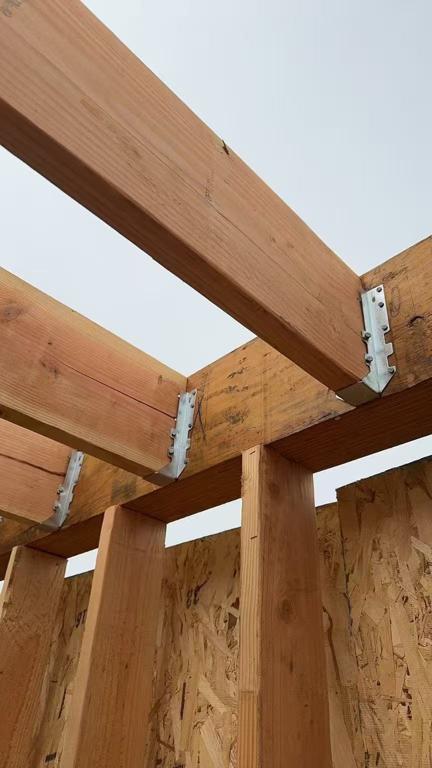 Sheathing and upper framing at ADU expansion