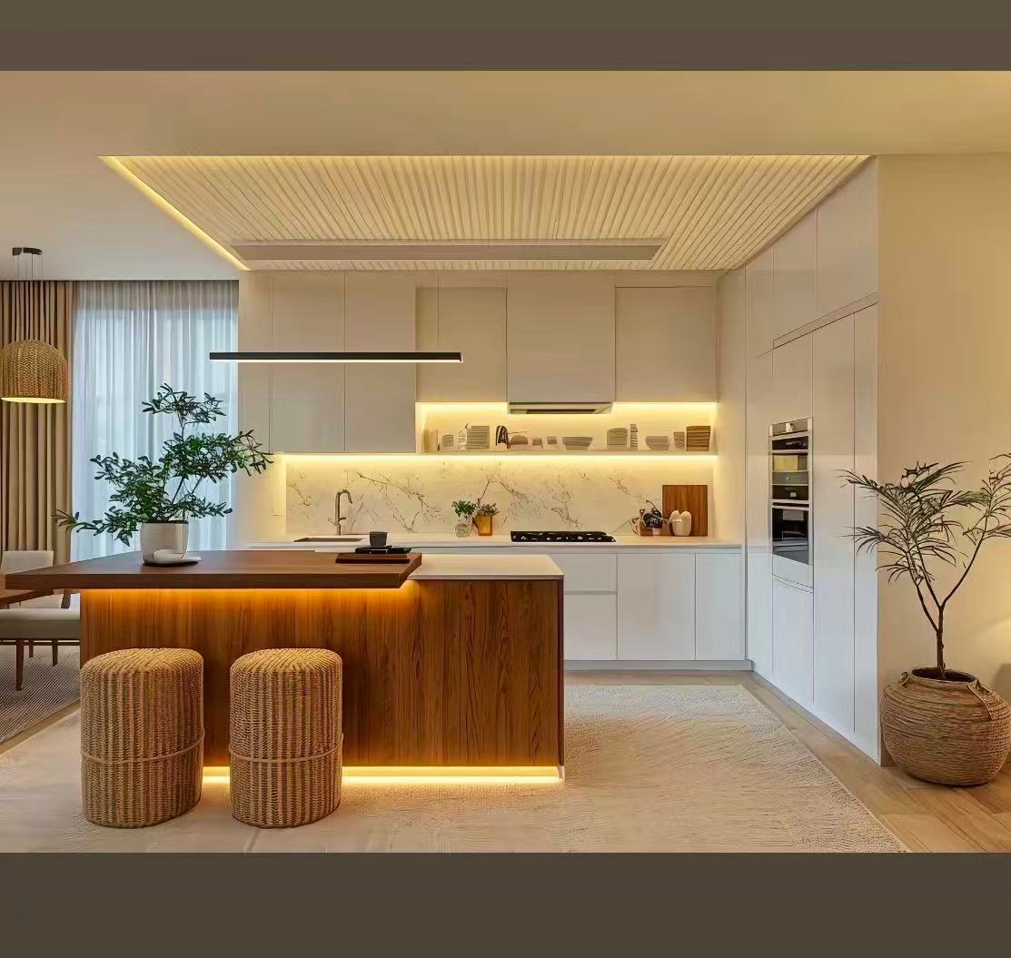Warm modern kitchen remodel project